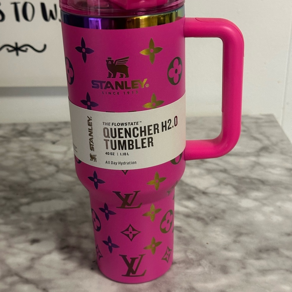 Stanley Hot Pink Travel Quencher Tumbler with Metallic Accents - Picture 1 of 11